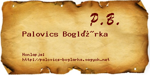 Palovics Boglárka névjegykártya